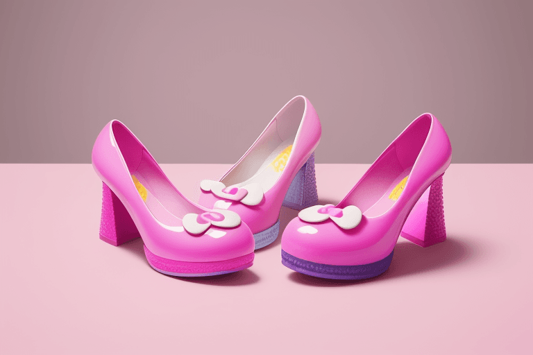 AI generated: Create a Melissa shoe with the Finier Candie aesthetic, it should be very fun and colorful. Use the ...