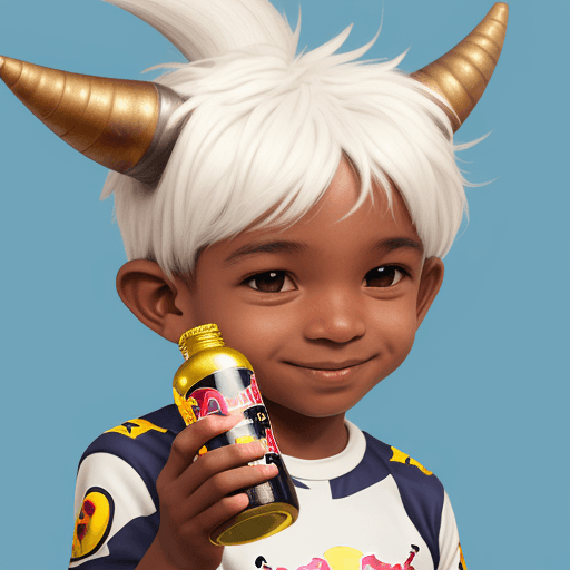 AI generated: 
xandinho, a little red bull with a white horn, child-friendly, extroverted and friendly