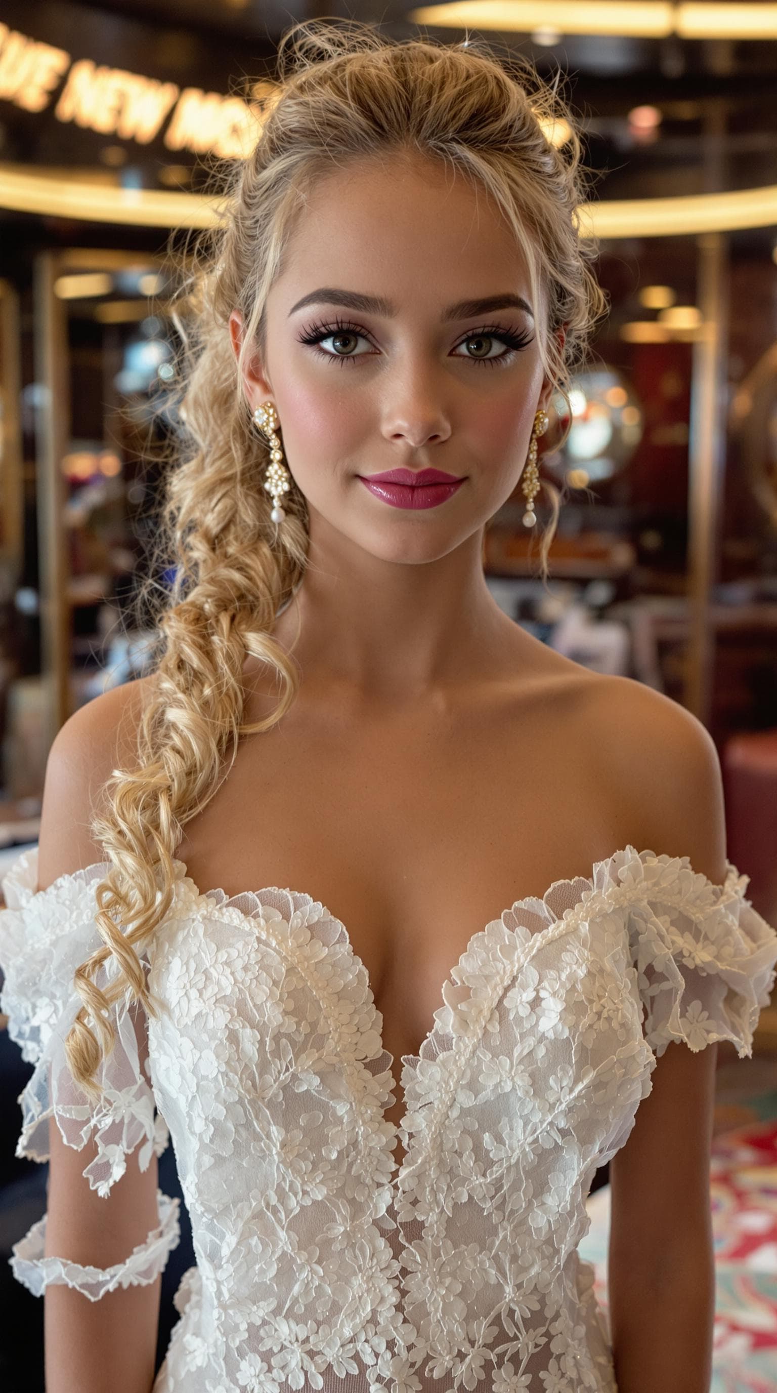 AI generated: a professional photo of a exceptionally beautiful girl aboard the Queen Mary (age 11), (eleven year ...
