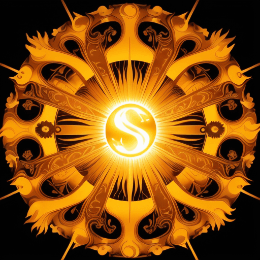 AI generated: The logo features a stylized sun with bold, sweeping rays extending outward in all directions. Withi...