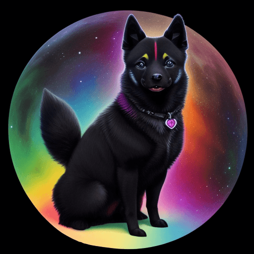 AI generated: multicolored intergalactic schipperke