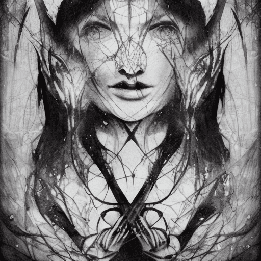 AI generated: Double Exposure, chthonic occult , a tempestuous priestess,deviant church, hyperrealistic art {<lora...