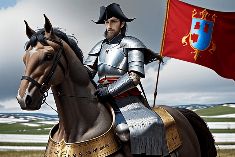 AI generated: Photo of a ultra realistic knight 1402 year on horse. Illustrate Stefan Lazarevich, the Serbian desp...