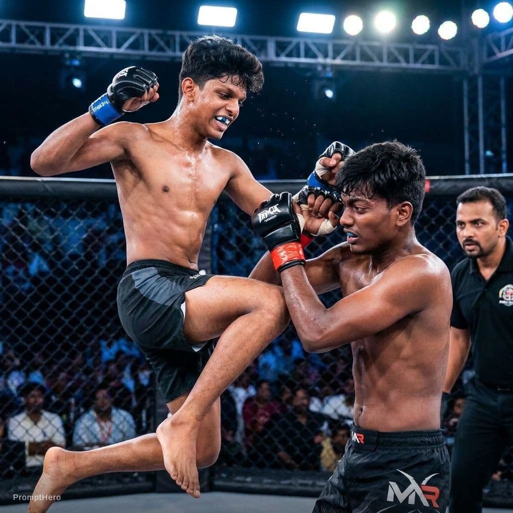 AI generated: Mma fight with my friend 

