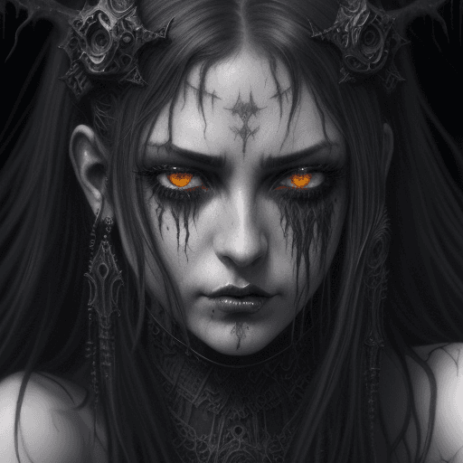 AI generated: A highly detailed (((luis royo fantasy style dark female portrait))), of a very beautiful and striki...