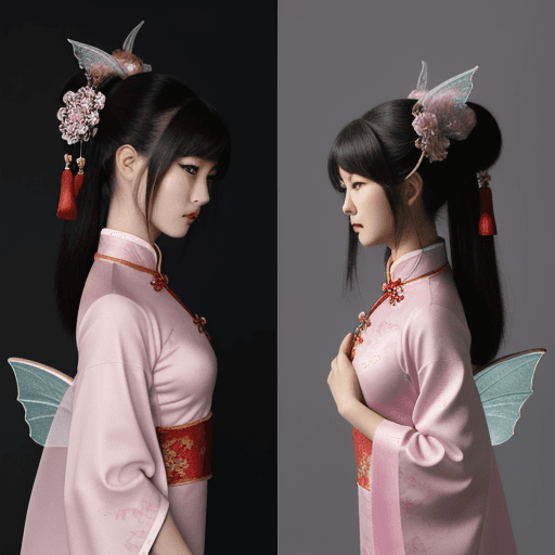 AI generated: chinese fairy, front and side view   
