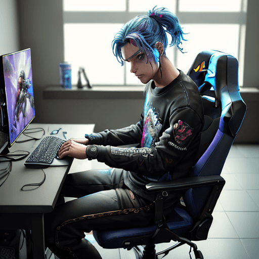 AI generated: amazingly detailed, masterpiece, ultra hd, full body, dynamic angle, beautiful boy, computer gamer h...