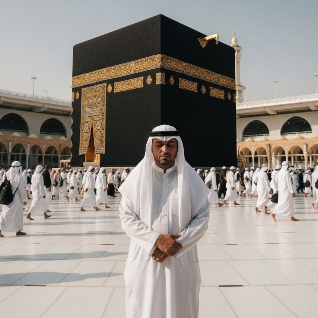 AI generated: رجل امام الكعبه