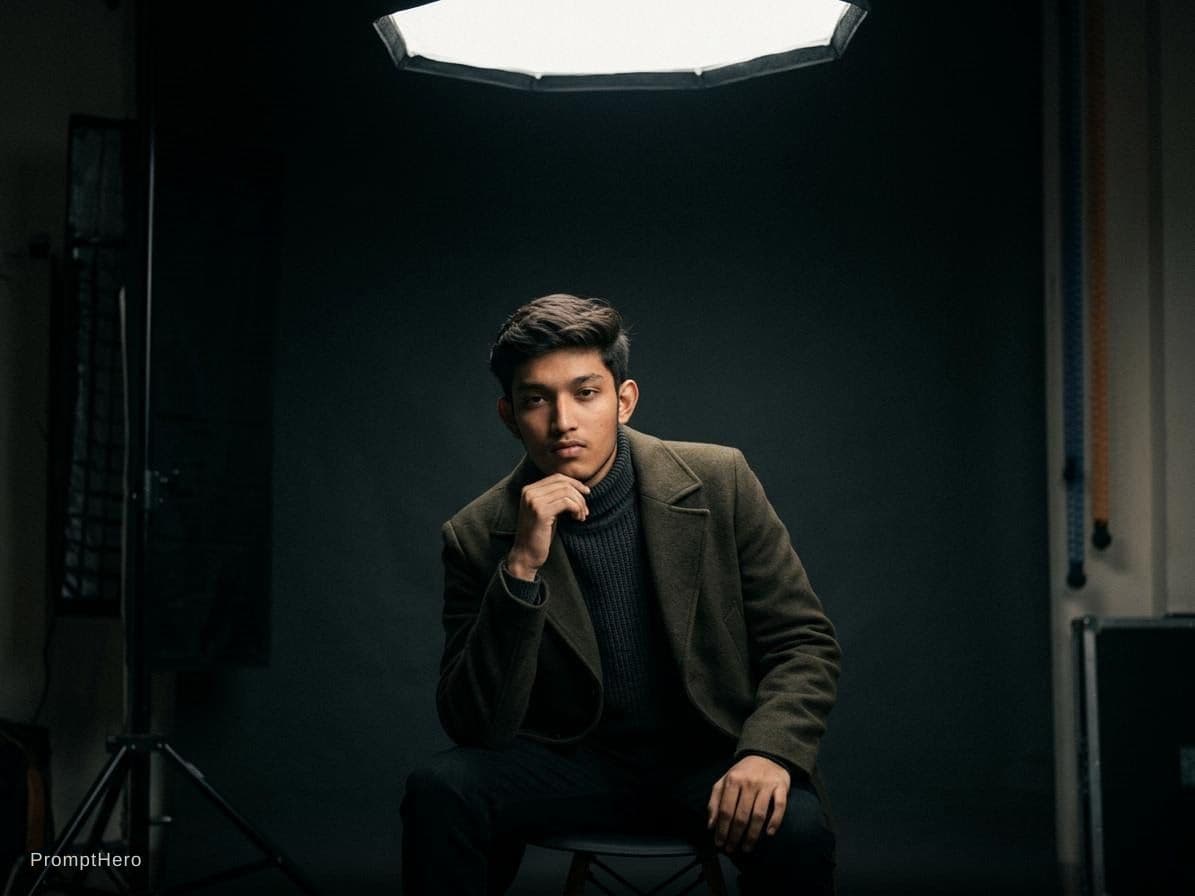 AI generated: high-end portrait photography, editorial studio photography, cinematic color grading, vertical compo...