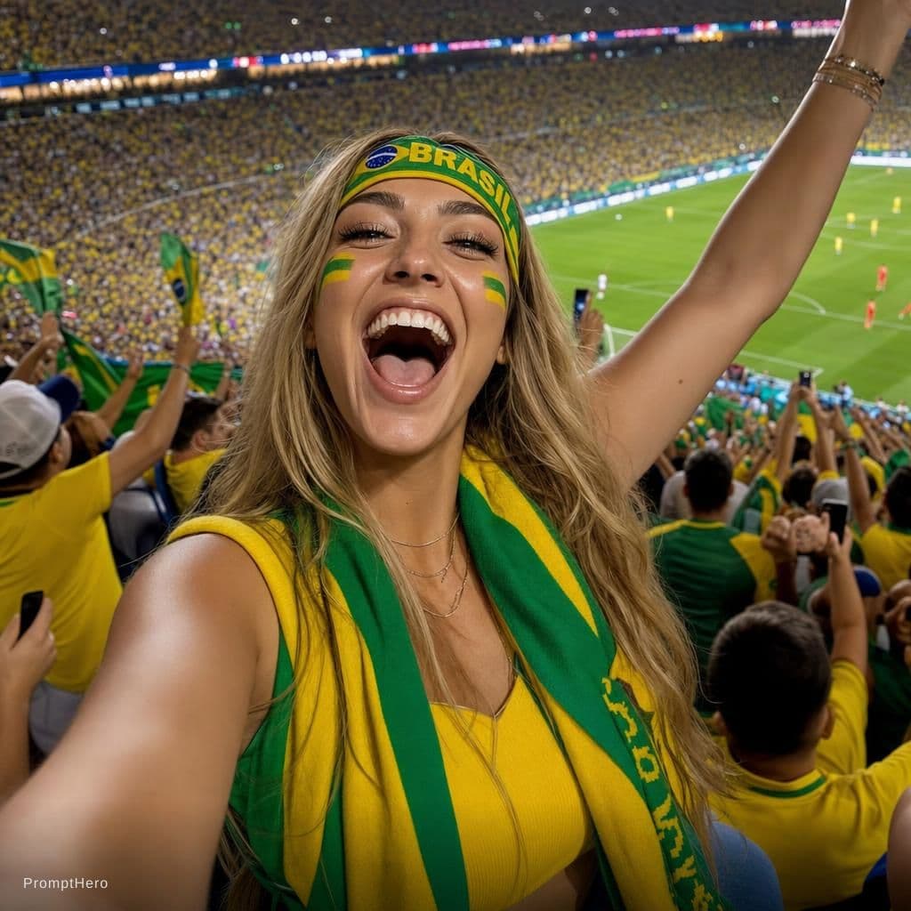 AI generated: ultra-realistic live-action sports documentary style, packed FIFA World Cup 2022 Qatar stadium at ni...