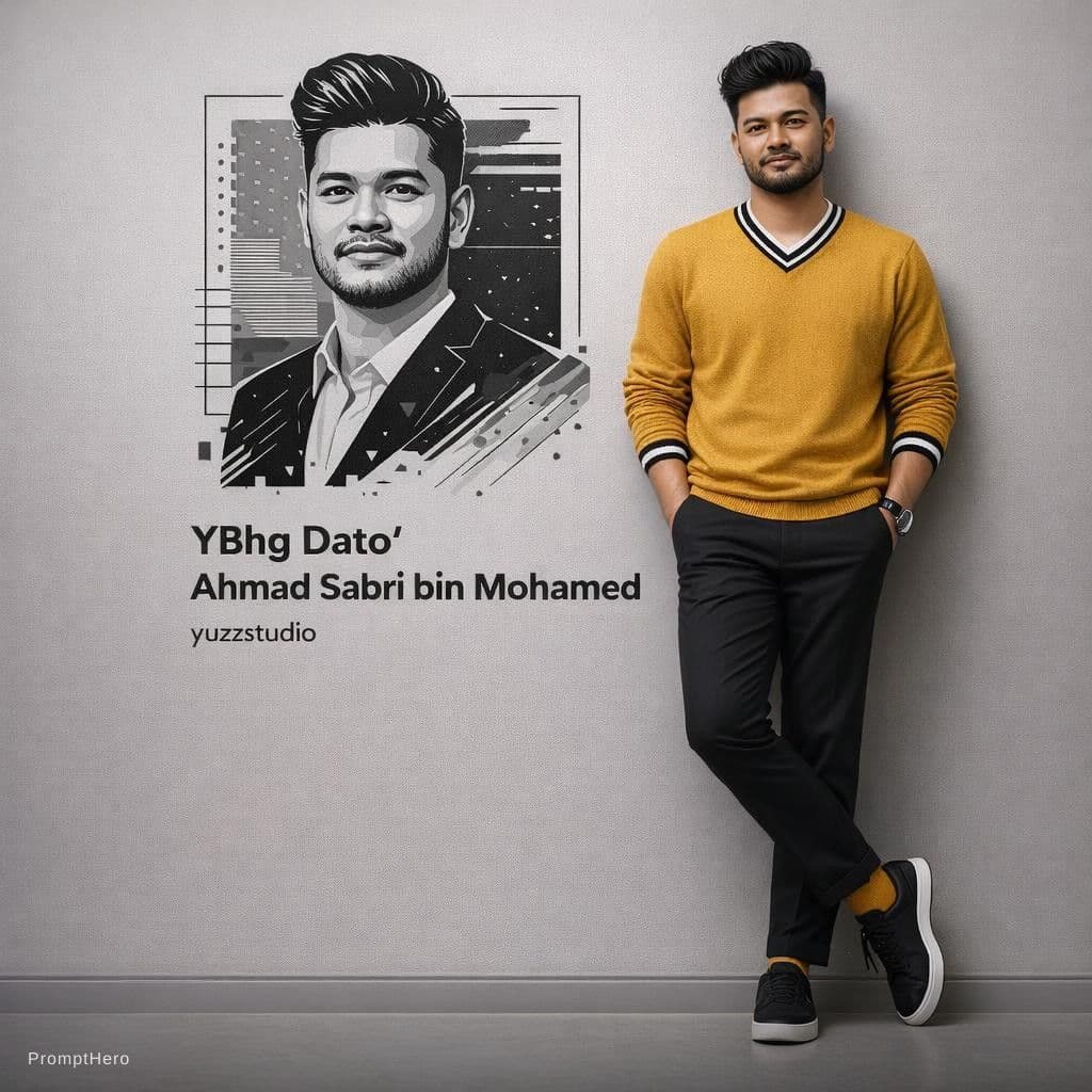AI generated: "Ultra-realistic 8K full-body portrait of a stylish young man leaning casually against a clean light...