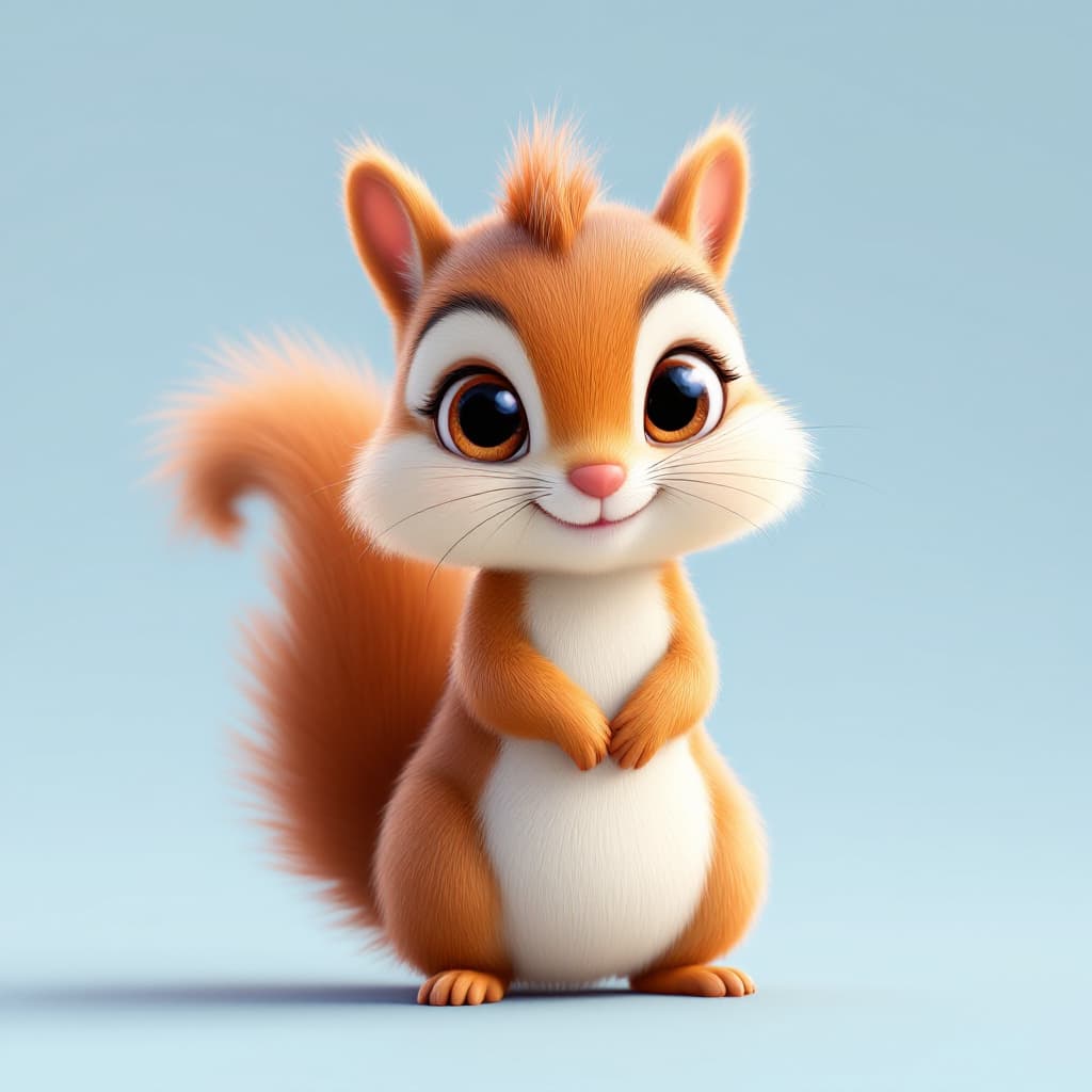 AI generated:  super adorable little [squirrel] made by pixar, pixar art, cartoon art, big cute eyes, fluffy, full...