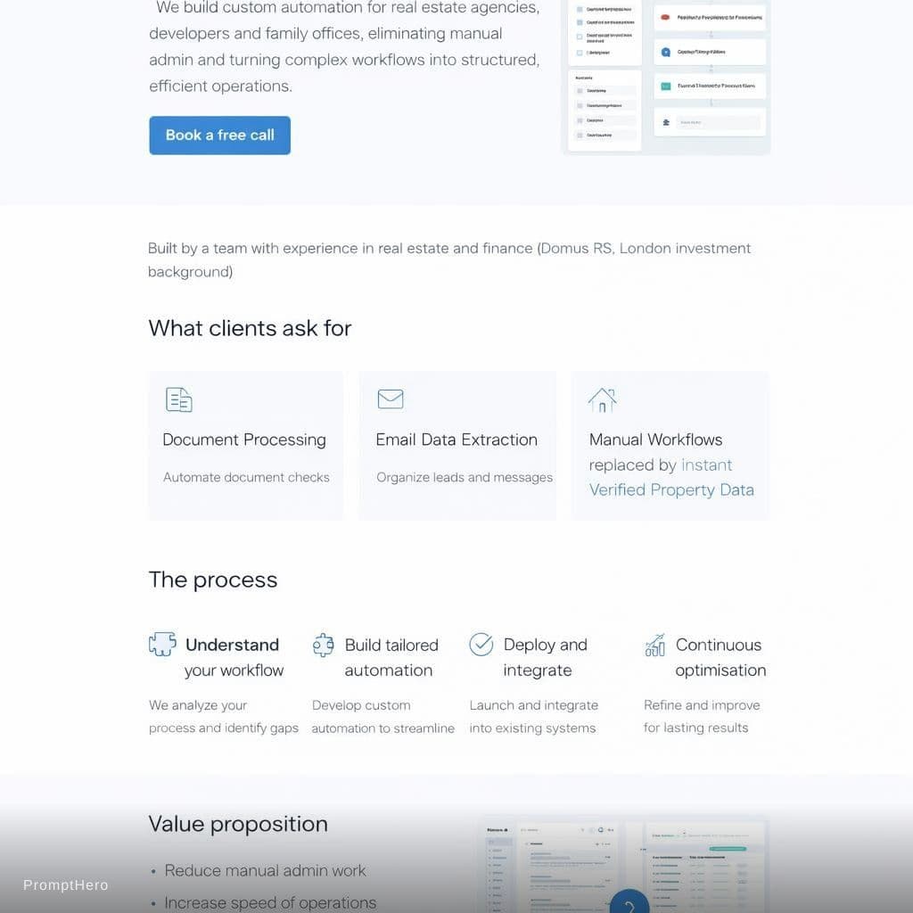 AI generated: Create a modern, high-converting B2B landing page for a real estate automation startup called “Valtr...