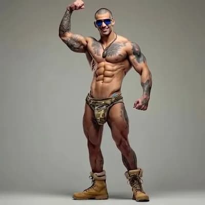 AI generated video: Thrusting hips forward flopping underwear bulge