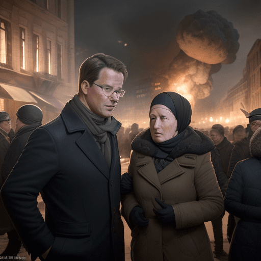 AI generated: High resolution photography VVD Minister Mark Rutte clinks glasses with Arthur Seyss-Inquart with bo...