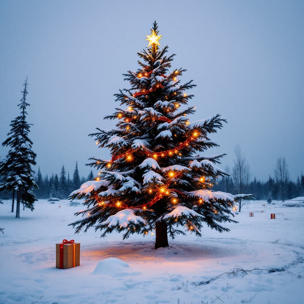 AI generated: un arbol de navidad en alaska
