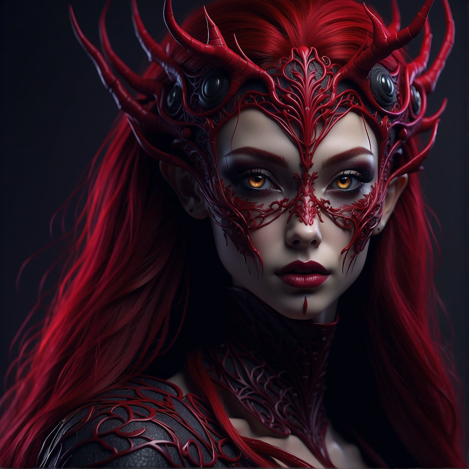 AI generated: A captivating alien female draconian shapeshifter is depicted in this vibrant and detailed digital d...