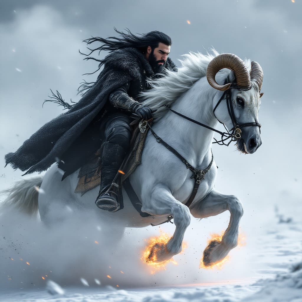 AI generated: Unreal engine, a hispanic male with a black beard, wearing a black wolf headdress on head, black fur...