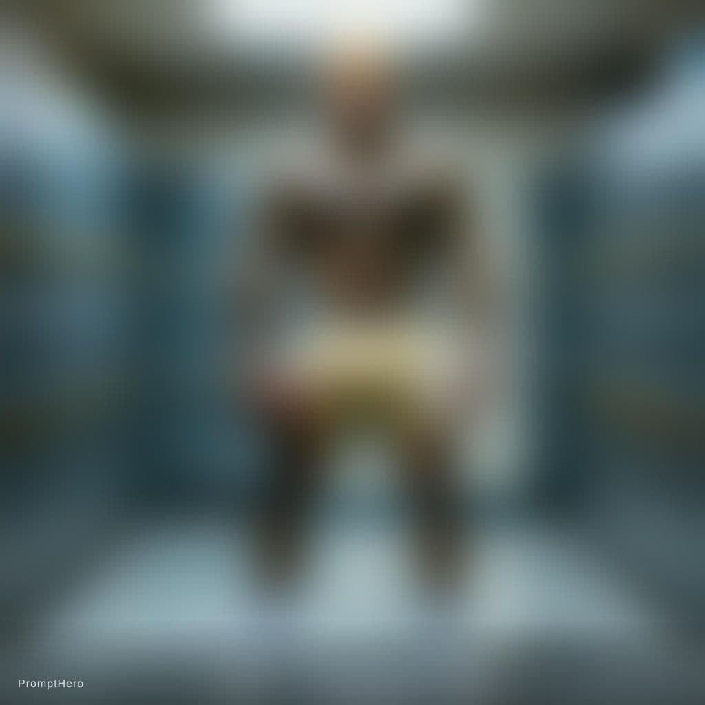 AI generated: Full image, Locker room, gray lockers, tall lean muscular man, lots of tattoos, Curly and shaved tre...