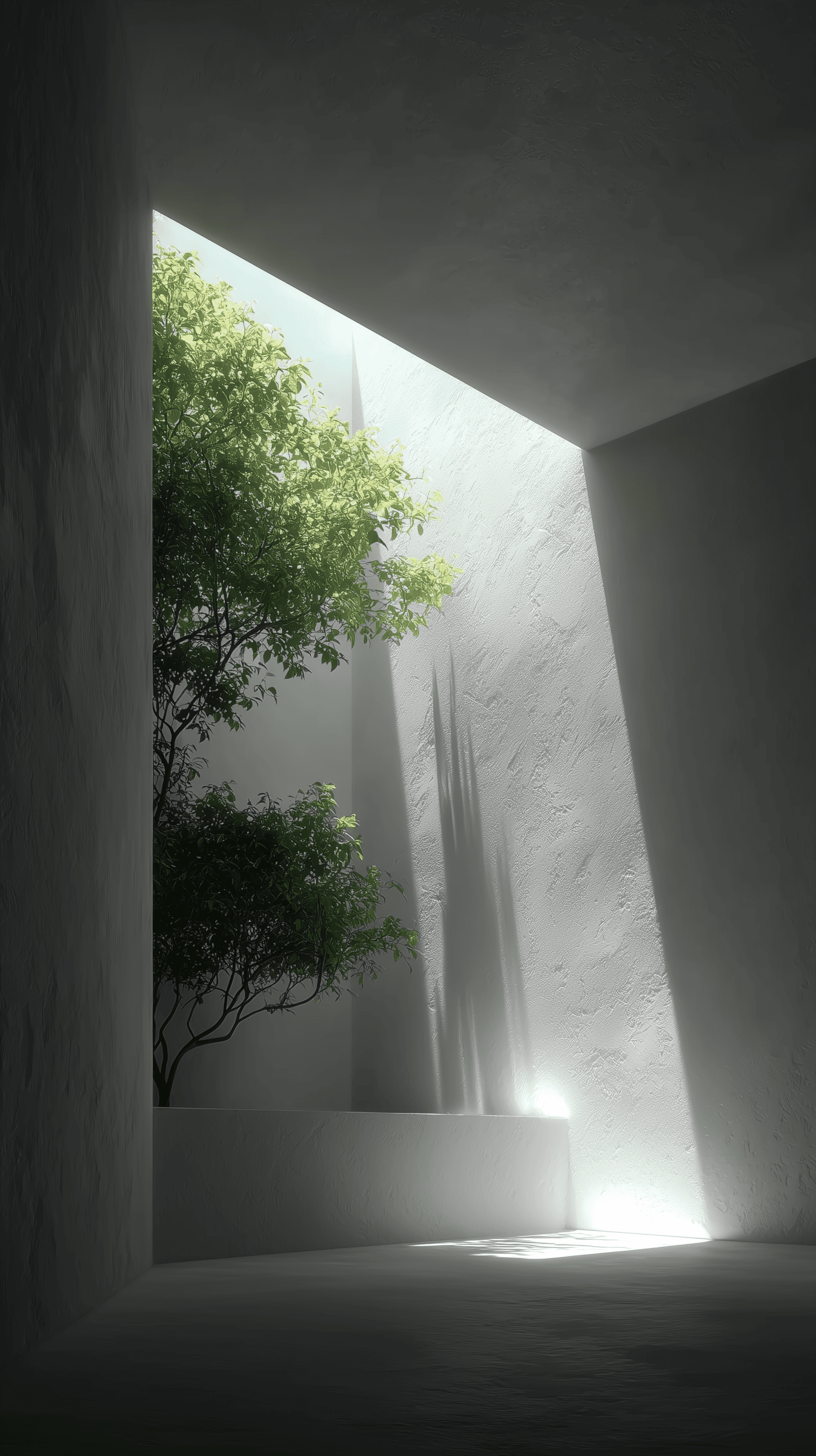 AI generated: photography, minimalist architectural detail, sharp contrast between light and shadow in a stark, wh...