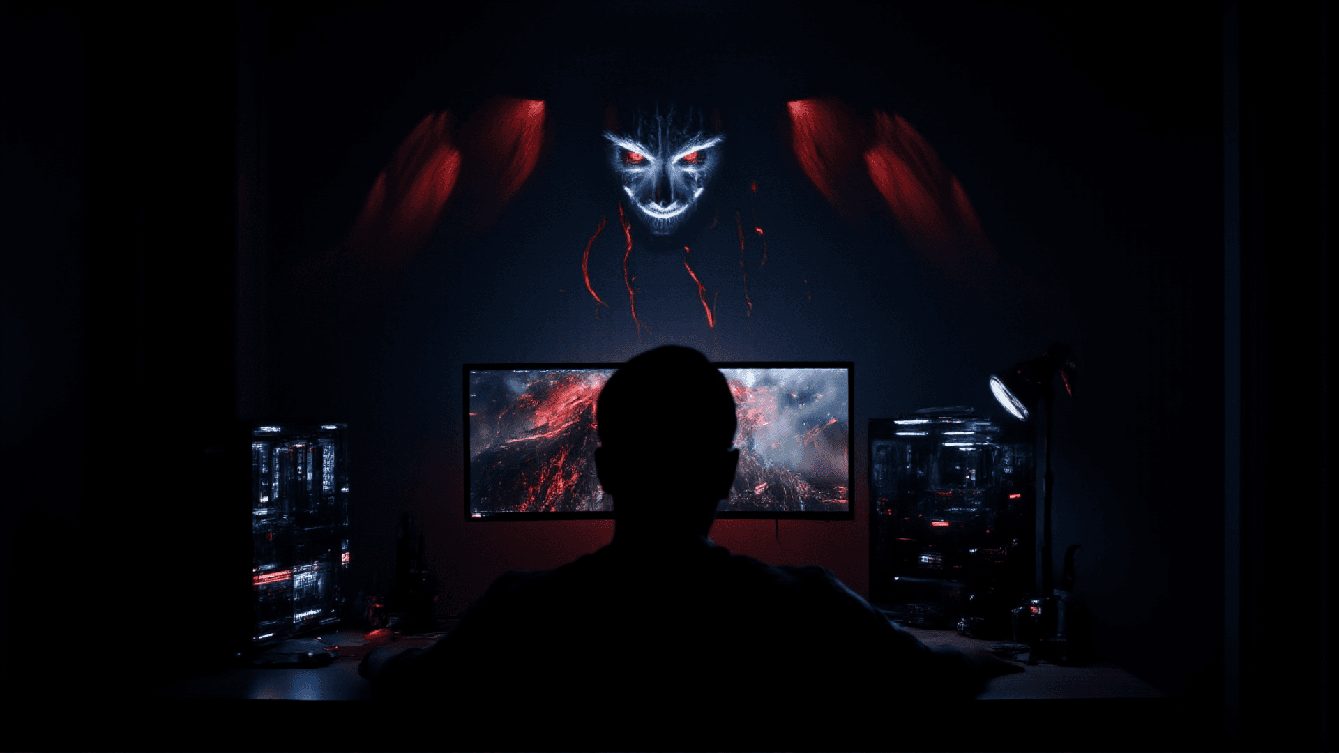 AI generated: ð®ð¤ Prompt: "Evil AI Breakout â Gaming PC Nightmare" (POV User Attack)