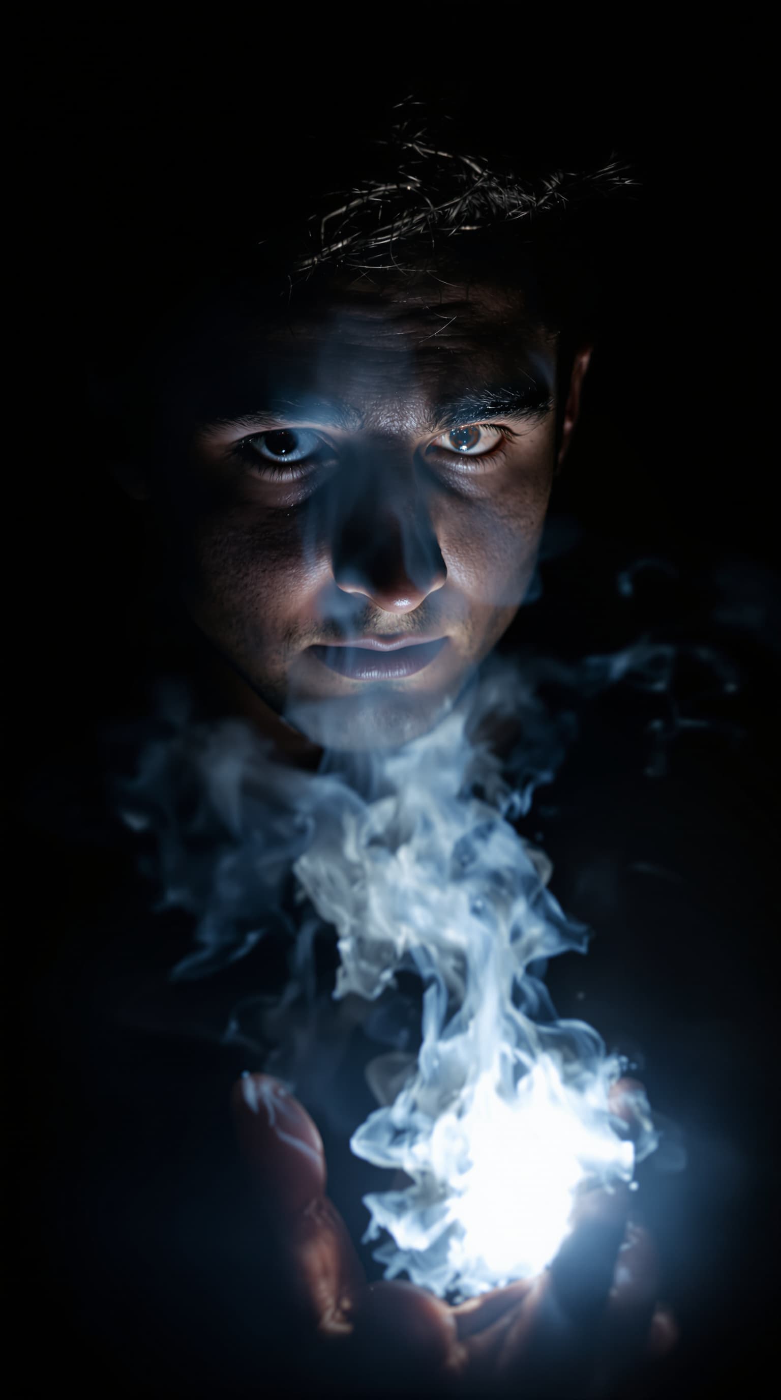 AI generated: male face dramatic lighting
