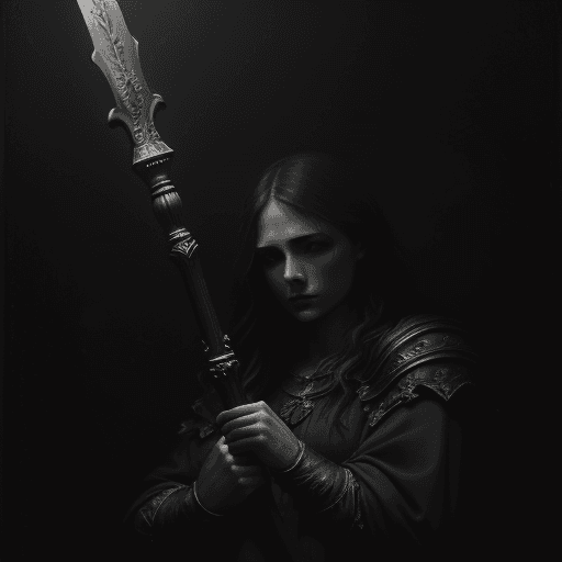 AI generated: holding a spear, cinematic film still cinematic film still cinematic film, close-up, Renaissance sty...