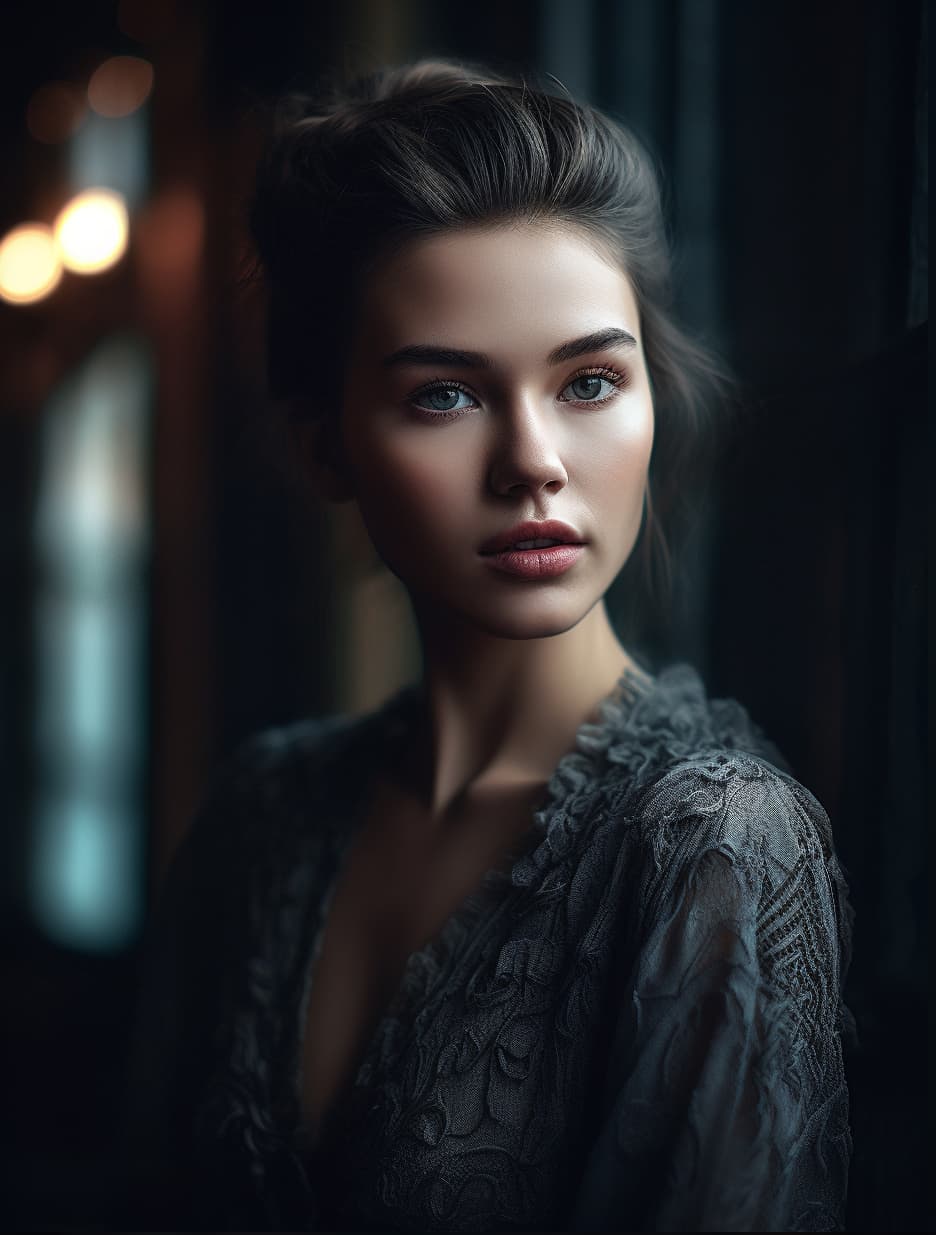 AI generated: photo of a gorgeous young woman in the style of stefan kostic and david la chapelle, coy, shy, allur...