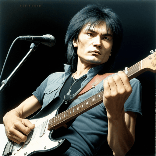 AI generated: rock musician of the USSR Viktor Tsoi band KINO
