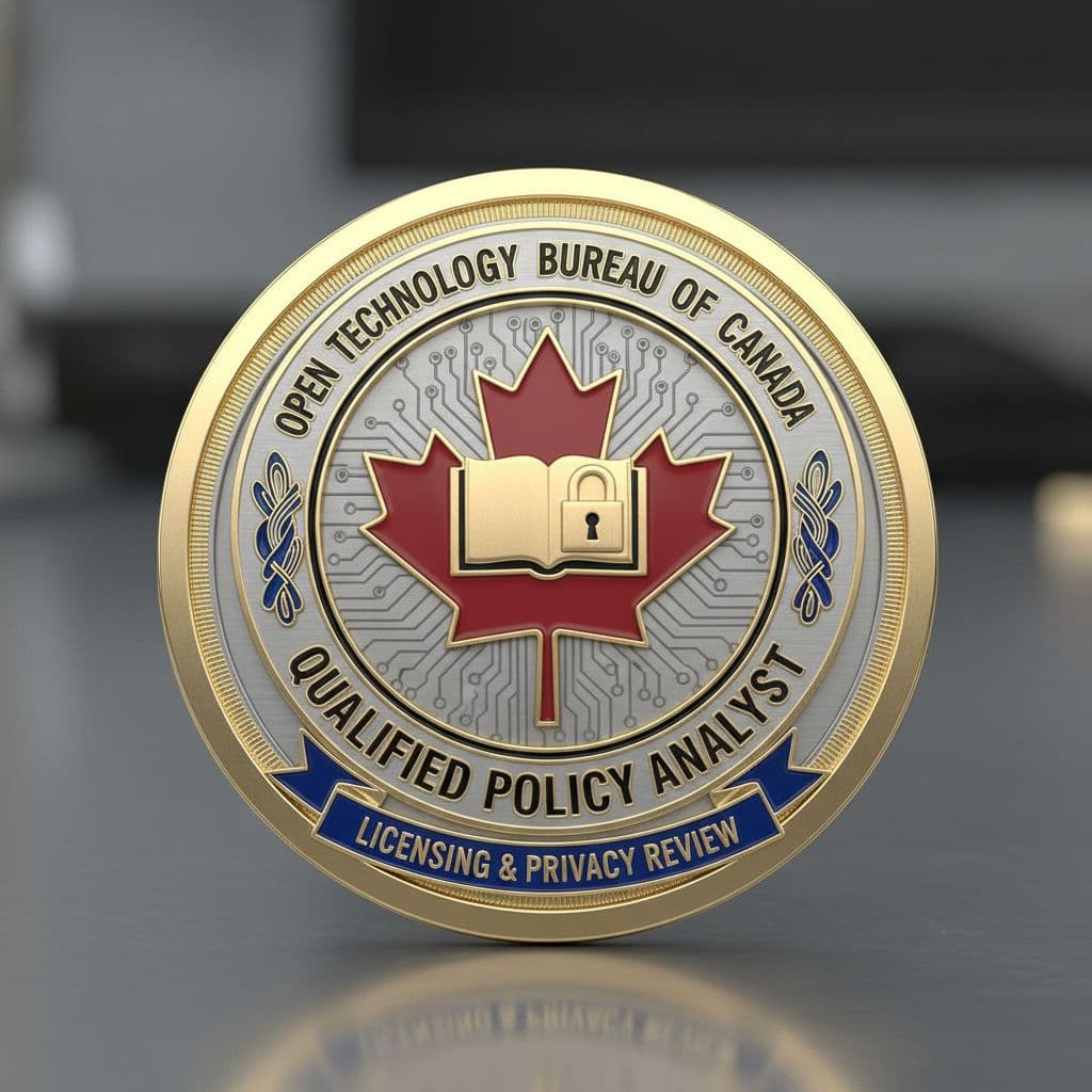 AI generated: Create a professional badge that signifies a qualification from the Open Technology Bureau of Canada...