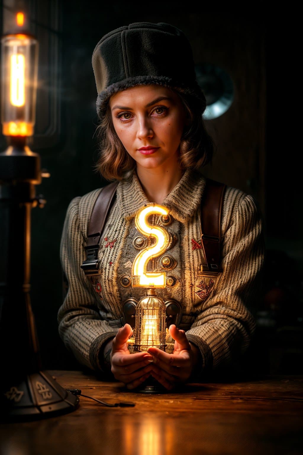 AI generated: postapocalypse, High detail RAW color Photo, closeup shot, of (rebellious 1950s Polish woman, wearin...