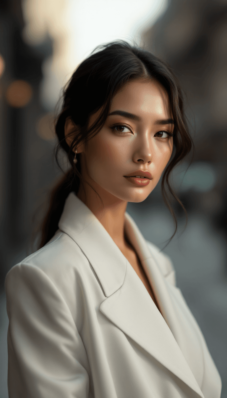 AI generated: An ultra-high-definition, fine-art editorial portrait of a strikingly elegant individual exuding war...