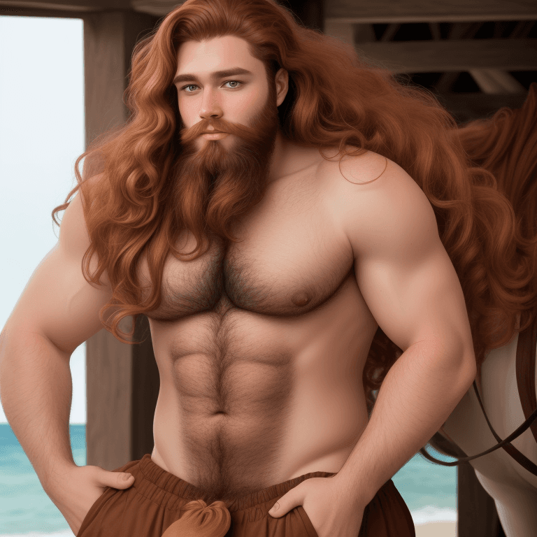 AI generated: centaur, wavy chestnut hair, beard