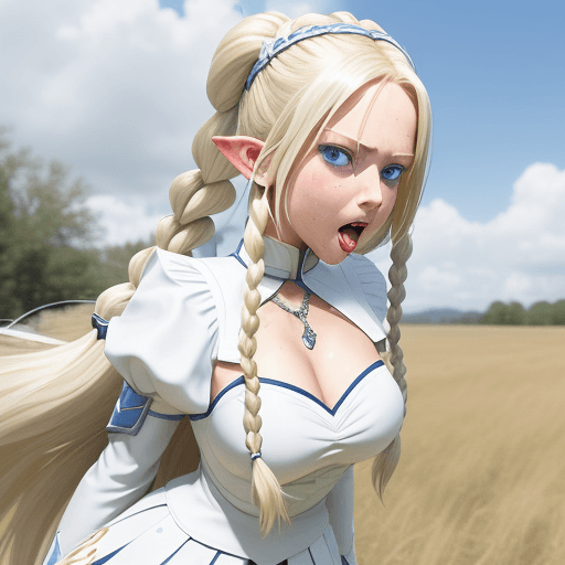 AI generated: source_anime, rating_explicit, country background, open mouth, pleasure-face, 1girl, blonde hair, po...
