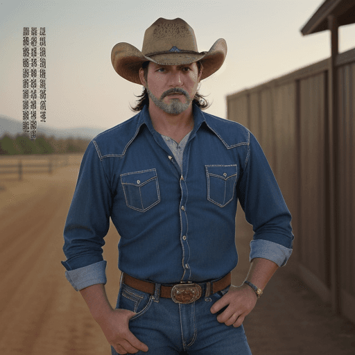 AI generated: photo handsome man , cowboy style, with text Great Father was born in september