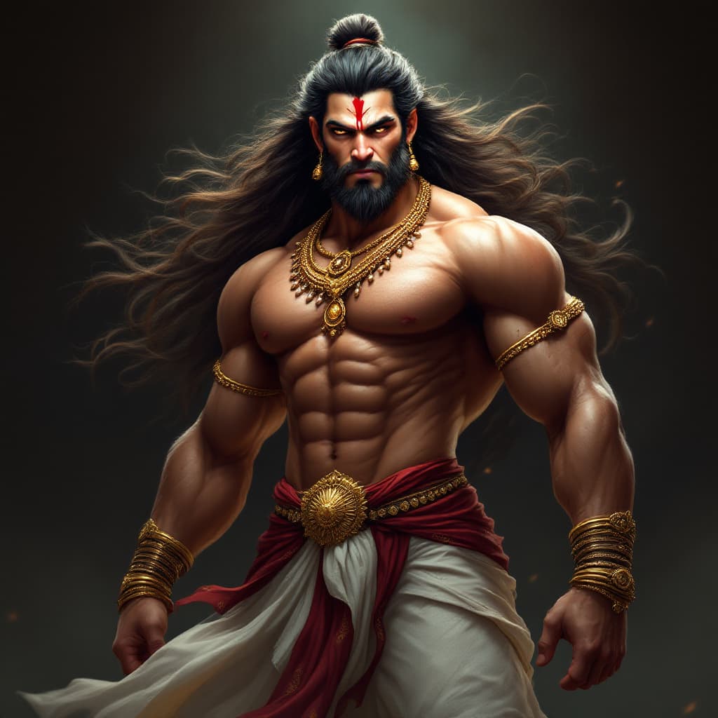 AI generated: 
**"Create a hyper-realistic, muscular mythological warrior inspired by Lord Hanuman. The warrior sh...