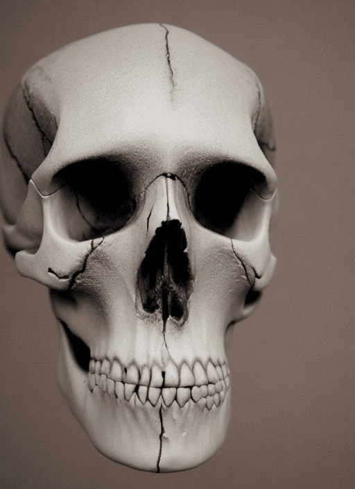 AI generated: portrait shot of a skull wearing a mask, realistic
