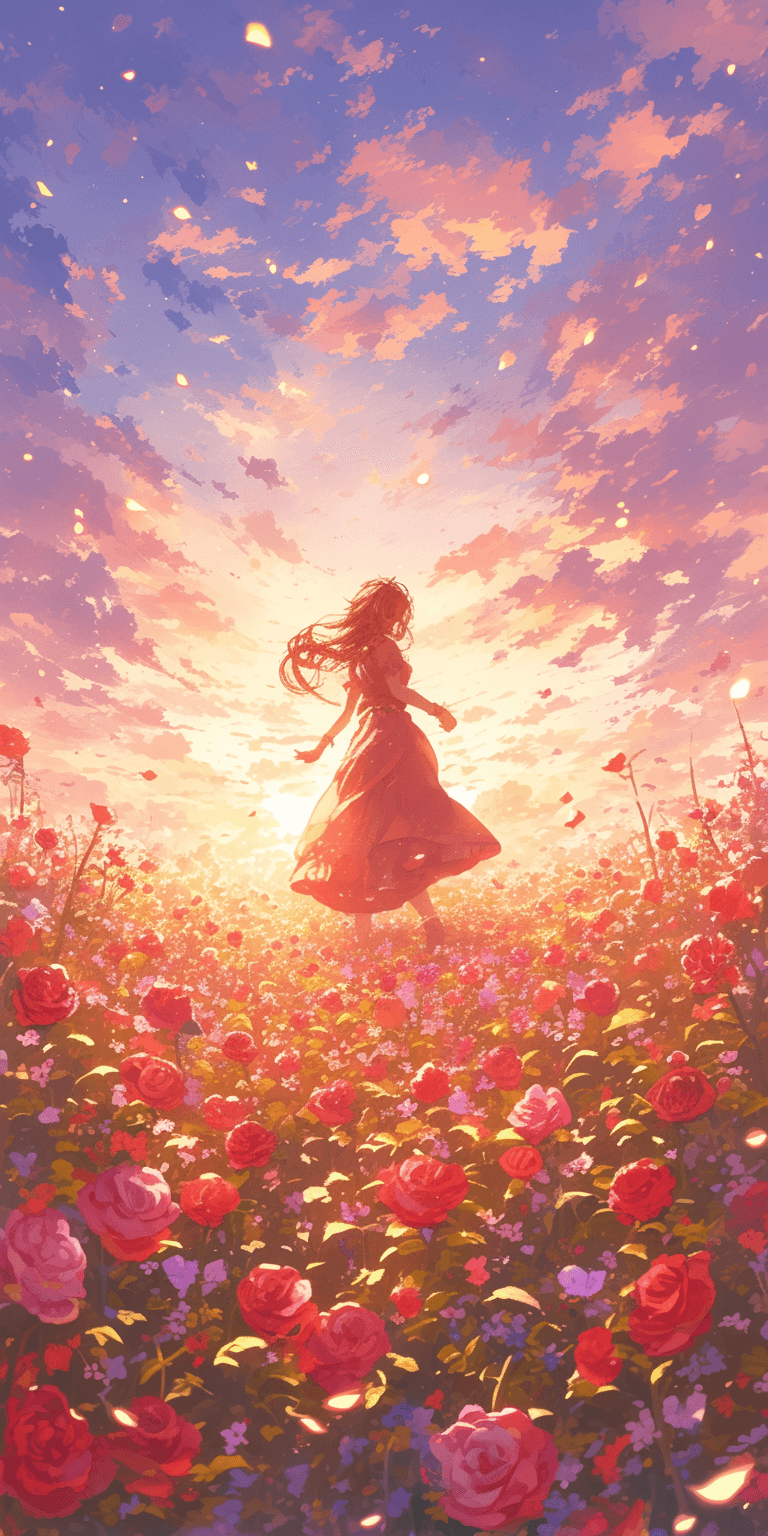 AI generated: roses, colors, golden hour --ar 1:2 --stylize 750 --niji 6