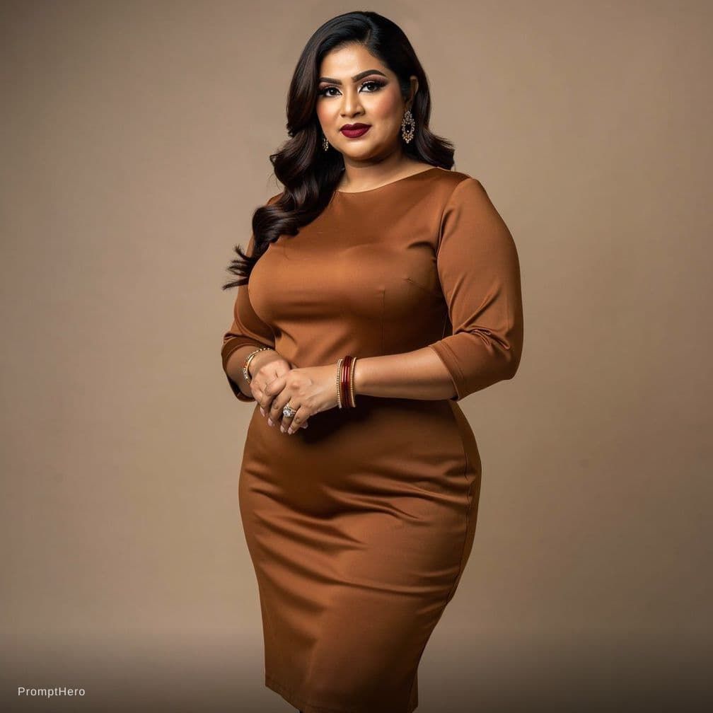 AI generated: indian thick mature trans woman, sexy pose, big breast, big penis, full body pic  