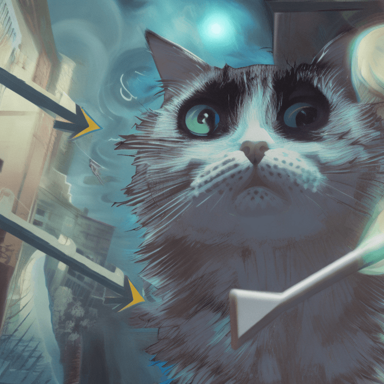 AI generated: an anthropomorphic cat wearing white linen is depicted in an action pose, swirling water with an arr...