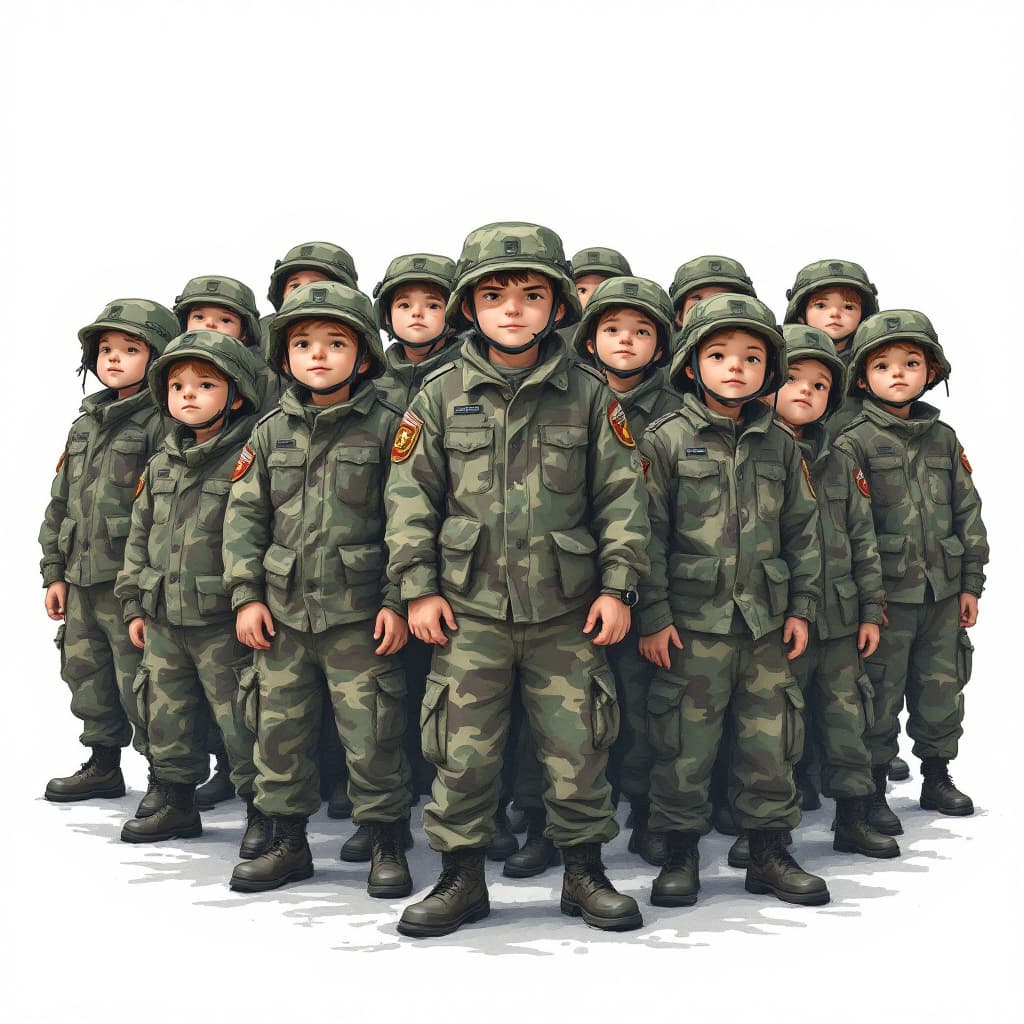 AI generated: An army of down syndrome.
