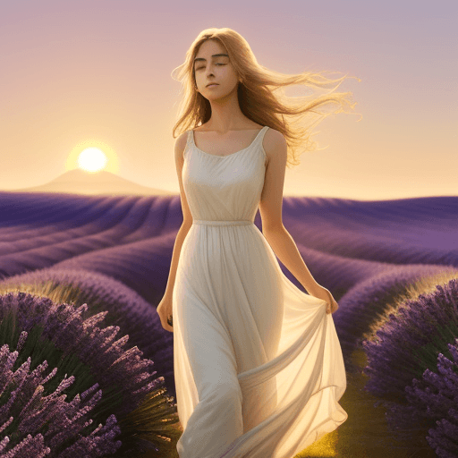 AI generated: a serene image of a woman standing in a vast field at sunset, in the style of realist photography, s...
