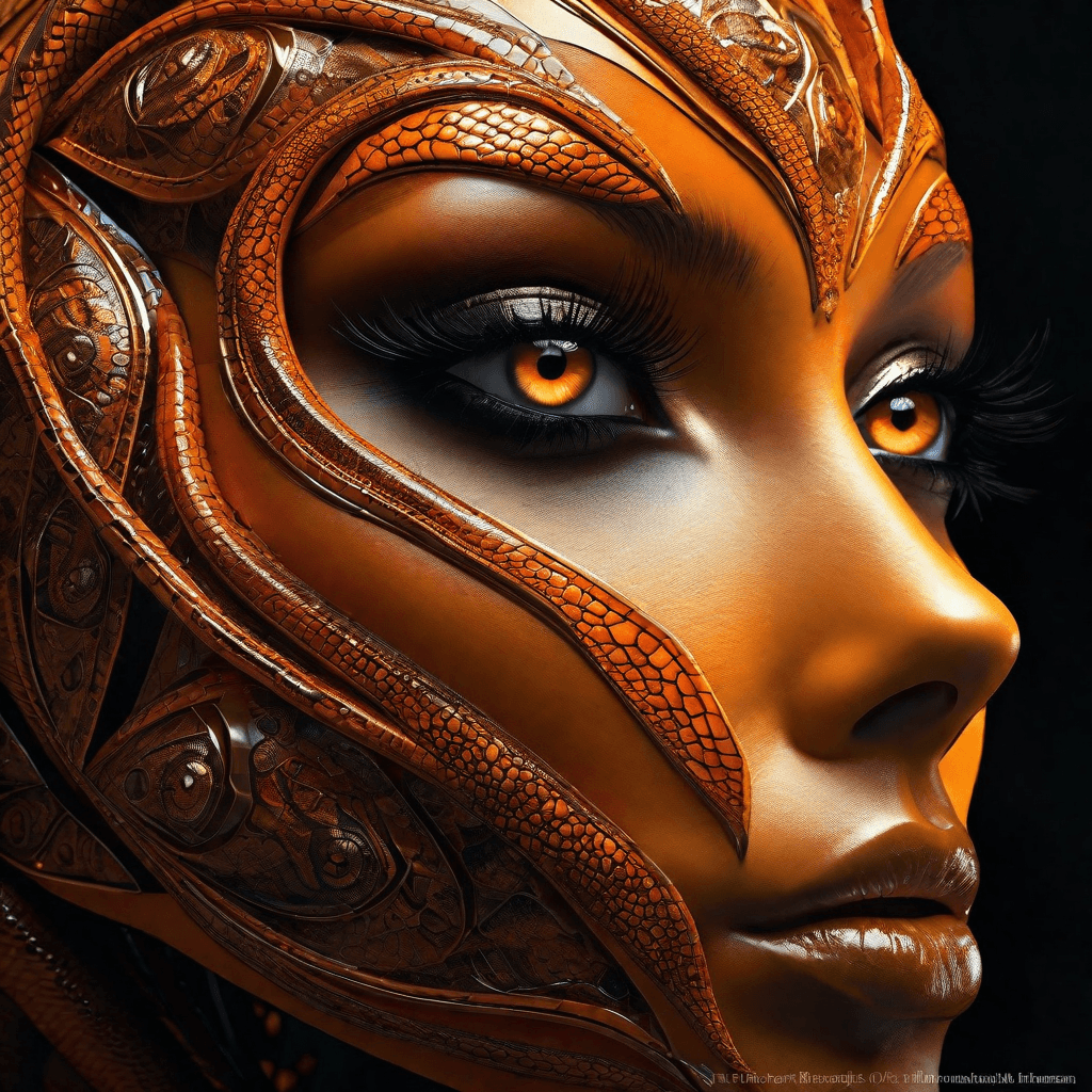 AI generated: A close up portrait of a (((fantasy mesmerizing alien humanoid female, amazingly beautiful ethereal ...