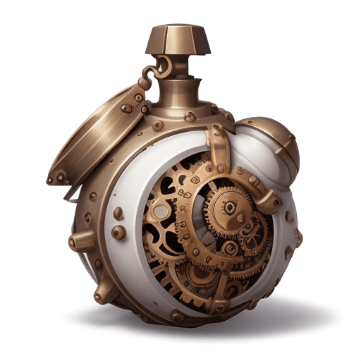 AI generated: mechanical steampunk handgrenade, white plain background