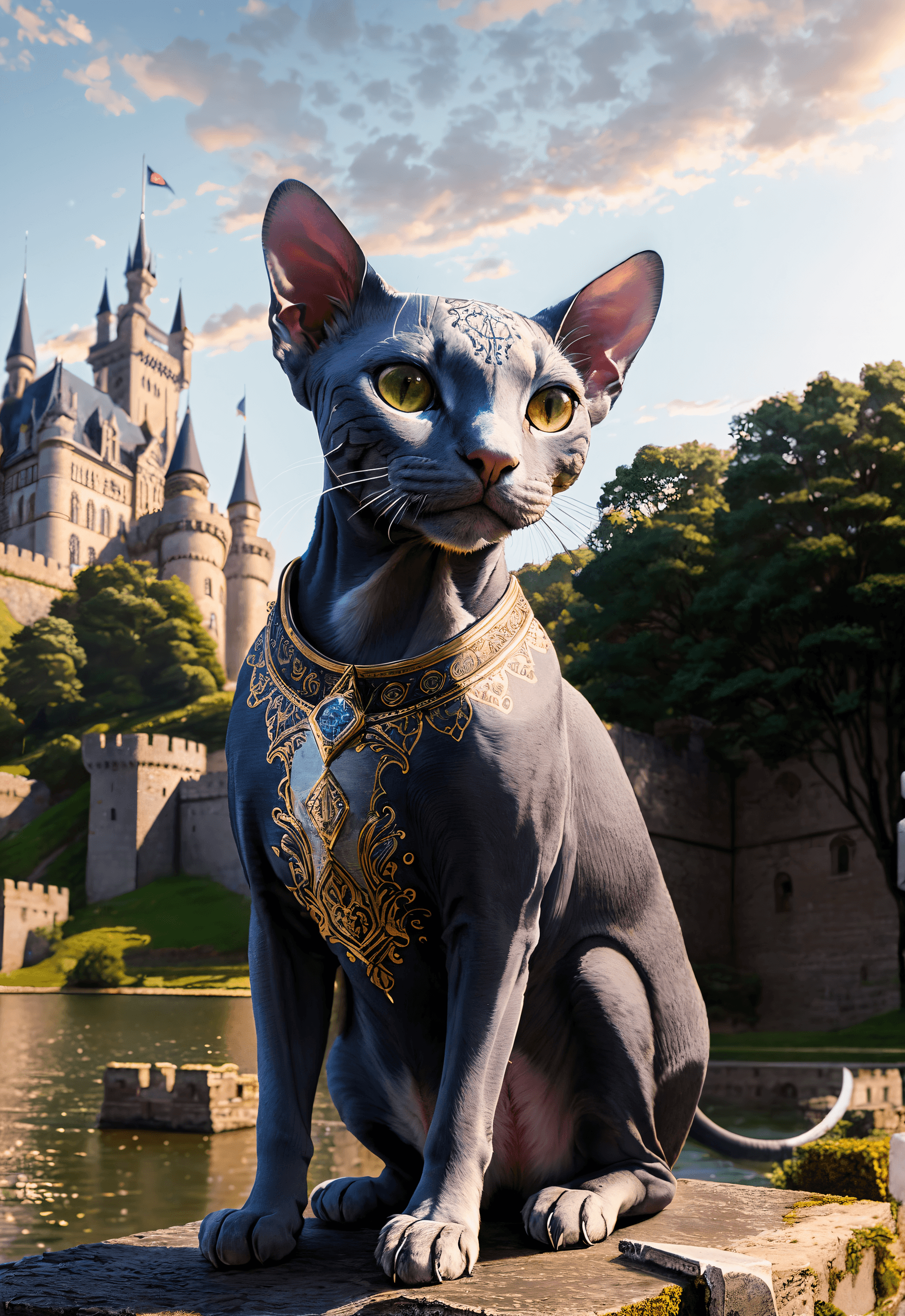 AI generated: <lora:ironcatlora5Sphynx_v10:0.7> ((best quality)), ((masterpiece)), (detailed), sphynx cat wearing ...