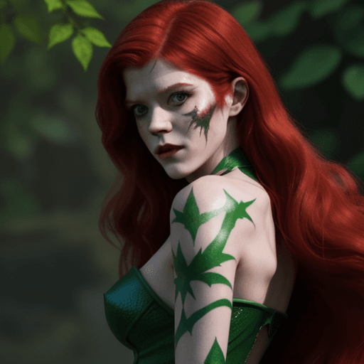 AI generated: Rose Leslie dressed as the villain Poison Ivy.