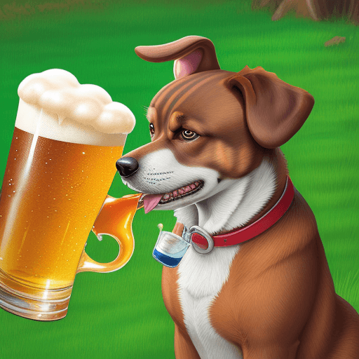 AI generated: draw a dog drinking a beer
