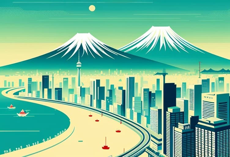 AI generated: japanese city, style of Olly Moss