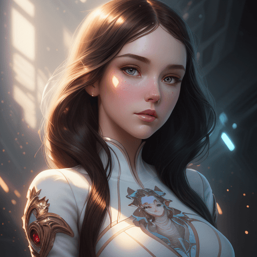 AI generated: front image of a white brunette woman, ultra detailed illustration by illustration by loish and artg...