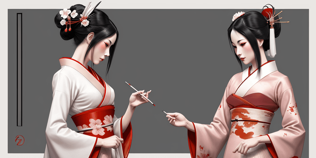 AI generated: geisha woman in ink on white matte vinyl wall sticker, in the style of anton mauve, light pink and r...